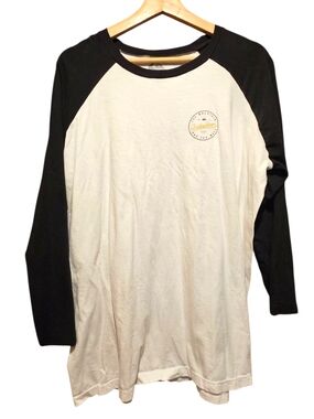 Quiksilver Black & White Raglan Long Sleeve Tee with Chest Logo